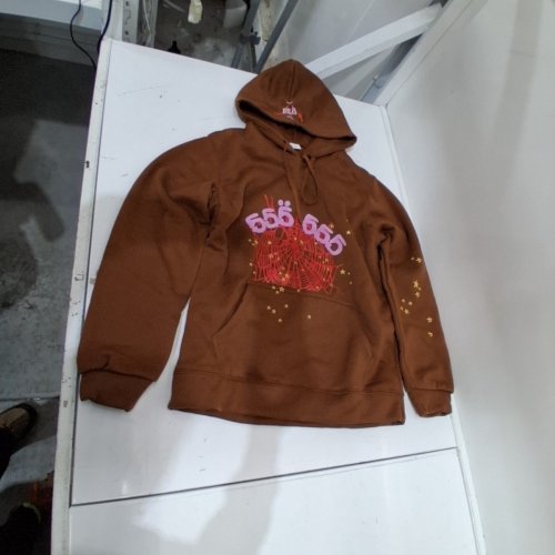 SP5DER 555555 WEB GRAPHIC PULLOVER HOODIE - MEDIUM - BROWN image 2