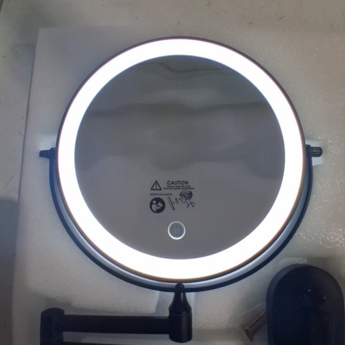 AUXMIR DOUBLE SIDED WALL MOUNTED LED MAKEUP MIRROR WITH LED LIGHTS - 1X AND 30X MAGNIFYING - 8" - BLACK (MODEL: X-8CB) image 2
