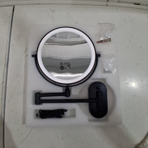 AUXMIR DOUBLE SIDED WALL MOUNTED LED MAKEUP MIRROR WITH LED LIGHTS - 1X AND 30X MAGNIFYING - 8" - BLACK (MODEL: X-8CB) image 3