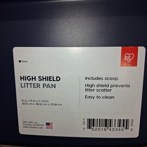 IRIS USA LARGE CAT LITTER BOX WITH SCOOP, OPEN TOP CAT LITTER PAN - 19" - NAVY image 3