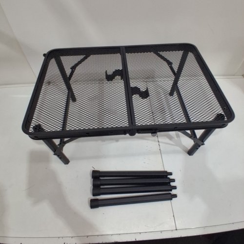 PORTABLE FOLDING WIRE MESH TOP CAMPING TABLE WITH EXTENSION LEGS - 16" X 24" - BLACK image 3