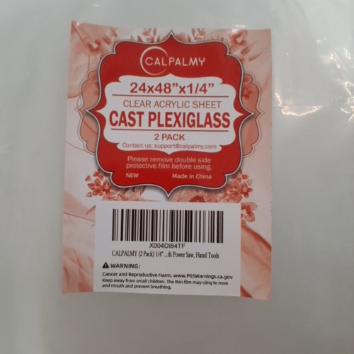 2PK CALPALMY MULTIPURPOSE ACRYLIC PLEXIGLASS SHEET - 24" X 48" X 1/4" - CLEAR (MODEL: 1/4 CLEARACRYLIC-24X48-2PK) image 3