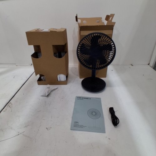 2PC LUMENA FAN STAND 4 CORDLESS DESK FANS - 4 SPEEDS, OSCILLATION - WHITE & NAVY BLUE (MODEL: 1796327) image 3