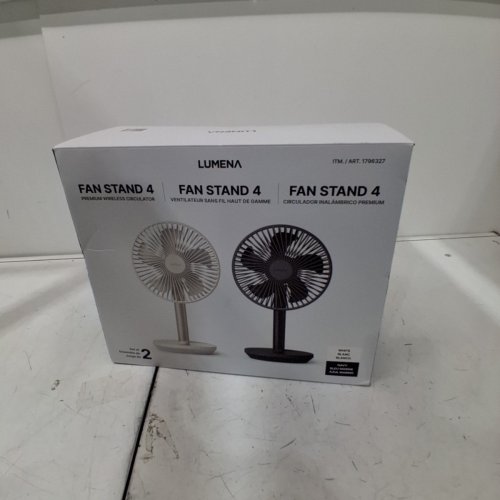 2PC LUMENA FAN STAND 4 CORDLESS DESK FANS - 4 SPEEDS, OSCILLATION - WHITE & NAVY BLUE (MODEL: 1796327) image 5