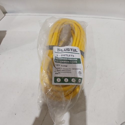 PLUGTUL OUTDOOR EXTENSION CORD WATERPROOF HEAVY DUTY SJTW EXTENSION CORD - 12 GAUGE 15A 1875W ETL LISTED - 50 FT - YELLOW image 2