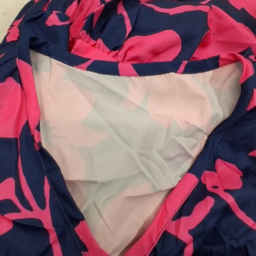 WOMEN'S V-NECK SLEEVELESS FLORAL SUNDRESS - LARGE - NAVY / PINK image 3
