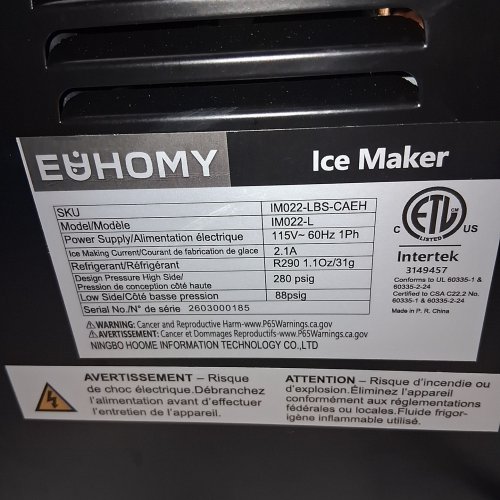 EUHOMY CRESCENT COUNTERTOP ICE MAKER WITH AUTO DEEP CLEANING - 28LBS - BLACK (MODEL: ‎IM022-L) image 9
