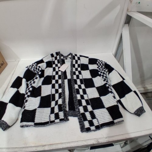 WOMEN'S BTFBM CASUAL LONG SLEEVE CARDIGAN - MEDIUM - BLACK/WHITE CHECKERED image 3
