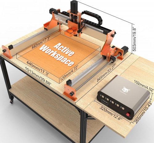 FOXALIEN DESKTOP CNC ROUTER MACHINE WITH NEMA 23 CLOSED-LOOP STEPPER MOTOR - 17"X17" ACTIVE WORKSPACE AREA - (MODEL: XE-ULTRA CORE) image 3