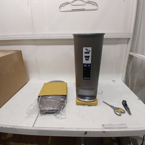 SIMPLEHUMAN 40L SLIM PLASTIC STEP TRASH CAN - GREY image 2