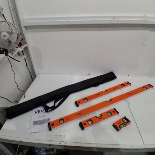 4PC ALUMINUM ALLOY MAGNETIC BUBBLE LEVEL SET WITH CLEAR 3 GREEN VIALS - 4"/12"/24"/40" - ORANGE (MODEL: HC-W88) image 3