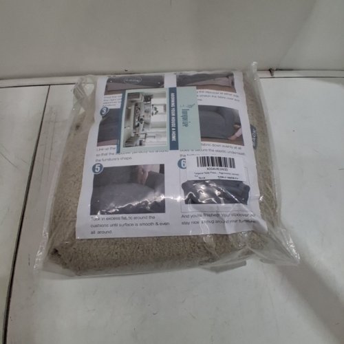TURQUOIZE TEDDY FLEECE STRETCH COUCH COVER WITH WATERPROOF SEAT - 20"-22" - OATMEAL image 4