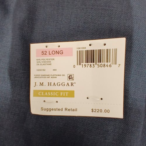 MEN'S JM HAGGAR BIG & TALL PREMIUM STRETCH SHARKSKIN CLASSIC FIT SUIT JACKET - 52 LONG - LIGHT BLUE image 2
