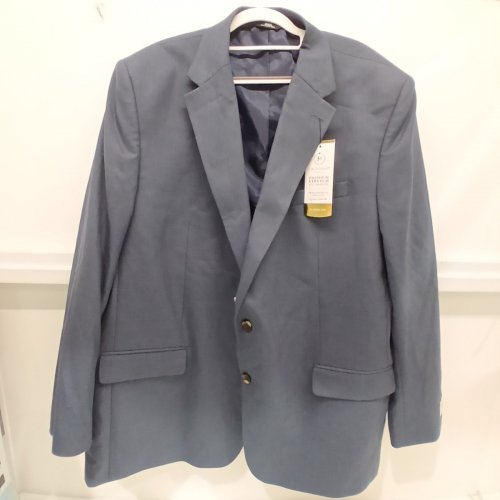 MEN'S JM HAGGAR BIG & TALL PREMIUM STRETCH SHARKSKIN CLASSIC FIT SUIT JACKET - 52 LONG - LIGHT BLUE image 3