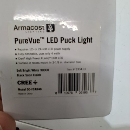 ARMACOST PUREVUE LED PUCK LIGHT - 4W 12/24 V 3000 K 2.75" DIAMETER - BLACK SATIN (MODEL: DO-FCAB4C) image 2