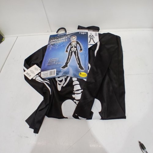 BOYS PARTYHOLIC SKELEBONES COSTUME JUMPSUIT - ONE SIZE - BLACK / WHITE image 2