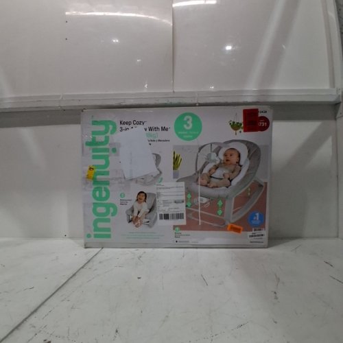 INGENUITY 3-IN-1 KEEP COZY GROW WITH ME VIBRATING BABY BOUNCER, ROCKER & CHAIR - 40LBS CAPACITY - WEAVER THEME GREY/WHITE/GREEN (MODEL: ‎12428) image 6
