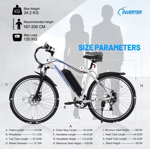 C INVERTER ARIES ELECTRIC BIKE WITH REMOVABLE BATTERY & LOCKABLE SUSPENSION - 800W, 32KM/H MAX, 27.5" wheels - BLACK/RED image 5