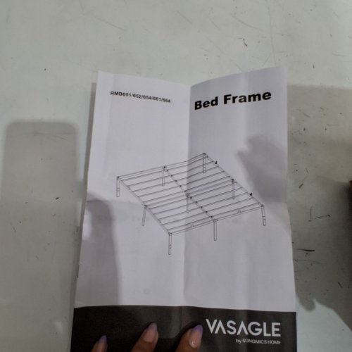 VASAGLE STEEL PLATFORM BED FRAME - QUEEN - 13" - BLACK (MODEL: RMB651BD02) image 3