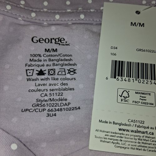 WOMEN'S GEORGE POLKA DOT PRINTED T-SHIRT - MEDIUM - LAVENDER/WHITE POKA DOT (STYLE: GRS61022LDAP) image 2