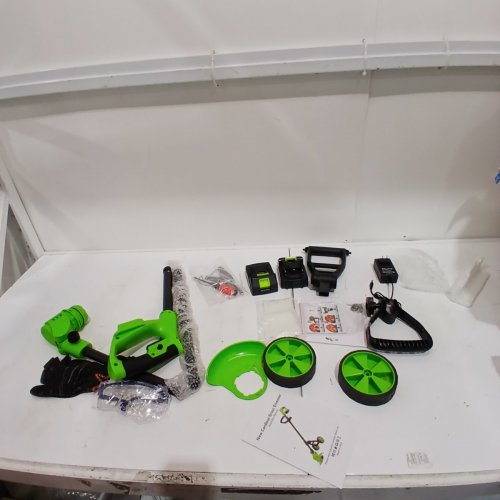 CORDLESS ELECTRIC WEED WHACKER/TRIMMER WITH BATTERIES & CHARGER - 21V - GREEN image 3