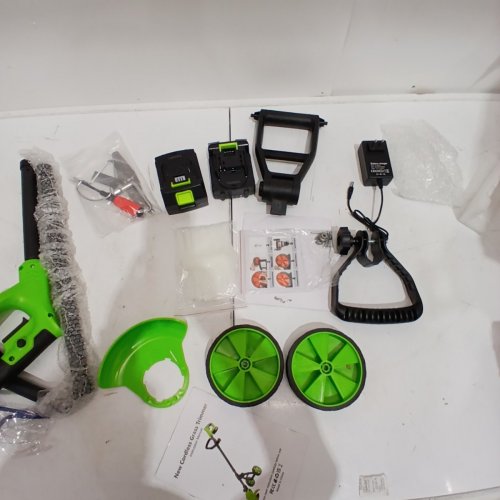 CORDLESS ELECTRIC WEED WHACKER/TRIMMER WITH BATTERIES & CHARGER - 21V - GREEN image 4