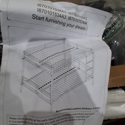METAL FRAME BENK BED FRAME WITH LADDER - FULL - BLACK (MODEL:I870101534A1) image 6