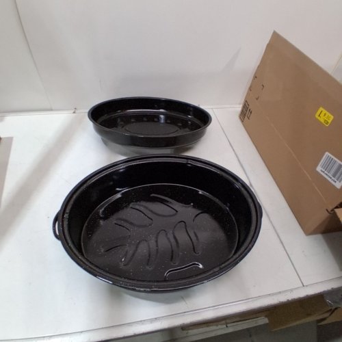 ENAMELED CARBON STEEL ROASTING PAN WITH LID - 18" - BLACK image 2