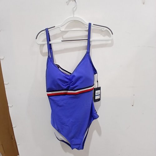TOMMY HILFIGER STANDARD CLASSIC V-NECK ONE-PIECE SWIMSUIT - EXTRA LARGE - PROVENCE BLUE (STYLE: TZ3MS745) image 2