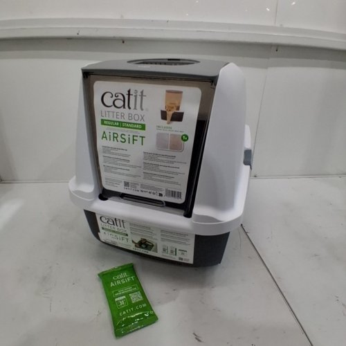 CATIT AIRSIFT REGULAR HOODED ODOR REDUCTION LITTER BOX - WHITE AND GRAY image 2