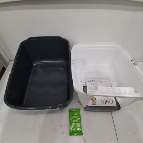 CATIT AIRSIFT REGULAR HOODED ODOR REDUCTION LITTER BOX - WHITE AND GRAY image 3