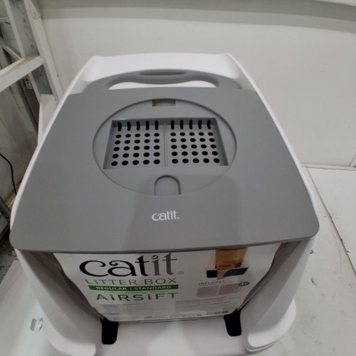 CATIT AIRSIFT REGULAR HOODED ODOR REDUCTION LITTER BOX - WHITE AND GRAY image 4