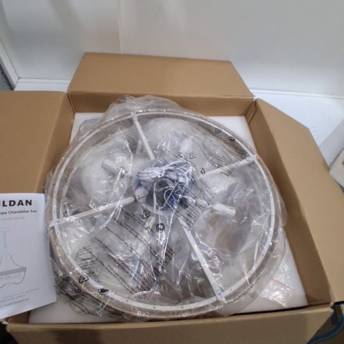 HEMLDAN HEMP ROPE CHANDELIER FAN - 20" - WHITE image 3