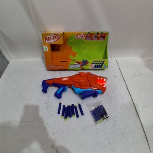 NERF WILD LIONFURY EASY PLAY BLASTER - WITH 16 FOAM BULLETS - RED/BLUE (MODEL: F8646) image 2