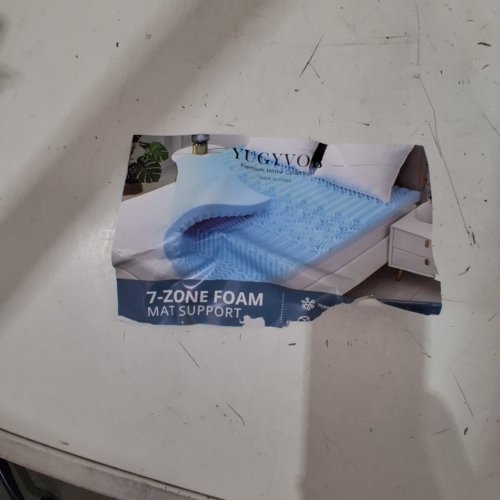 YUGYVOB 7-ZONE FOAM MATTRESS TOPPER WITH COVER - 3" TWIN - BLUE/WHITE image 2