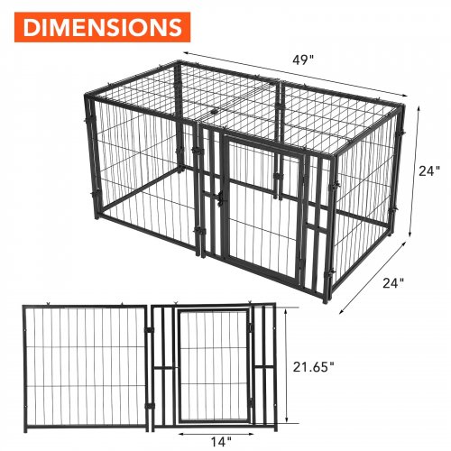 METAL DOG KENNEL CRATE FOR SMALL MEDIUM DOGS - 49" X 24" X 24" - BLACK image 2