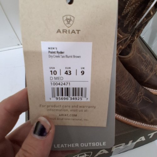MEN'S ARIAT POINT RYDER WESTERN SQUARE TOE BOOTS - SIZE 10 - BROWN image 2