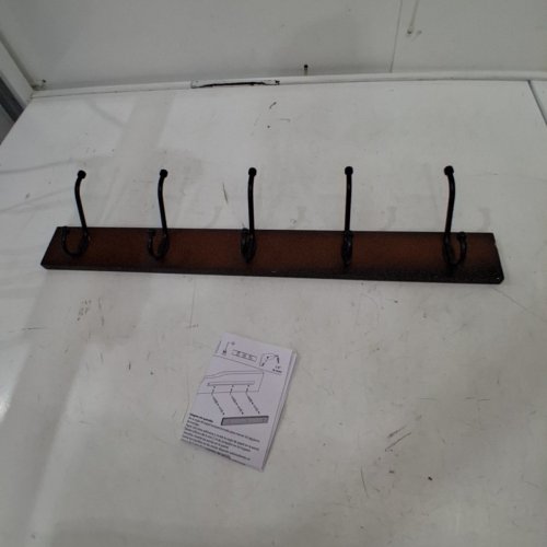 AMAZON BASICS 5 MODERN HOOK WALL MOUNTED COAT RACK - WALNUT image 2