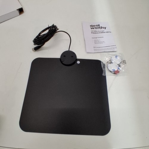 DEALWORTHY INDOOR HDTV ANTENNA - SUPPORTS 1080P AND 4K CHANNELS - 9.8FT CABLE - 30-MILE RANGE - BLACK image 2