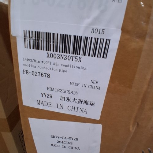AIR CONDITIONING MINI SPLIT LINE SET CONNECTION PIPE - 1/4" X 3/8" X 50FT - WHITE (MODEL: F8-027628) image 2