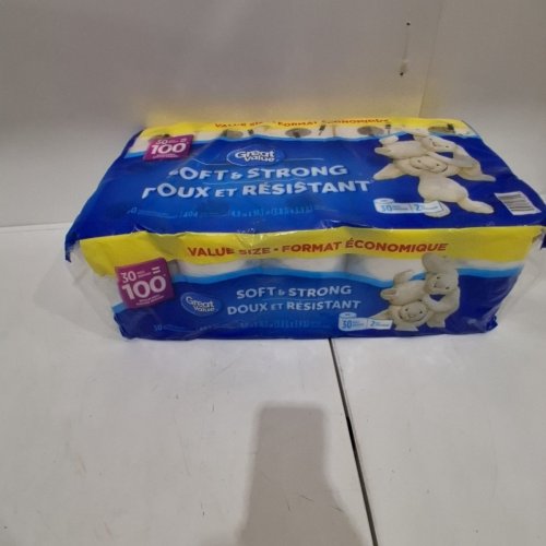 30PK GREAT VALUE SEPTIC SAFE TOILET PAPER - 30 FAMILY SIZED ROLLS, EQUIVALENT TO 100 REGULAR SIZED ROLLS - WHITE (MODEL:31736486) image 2