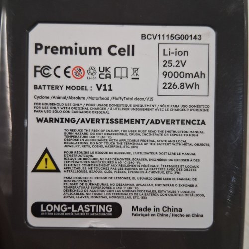 REPLACEMENT LITHUIM-ION BATTERY COMPATIBLE WITH DYSON V11 / V15 - 25.2V - 9000MAH - GREY (MODEL: V11) image 5