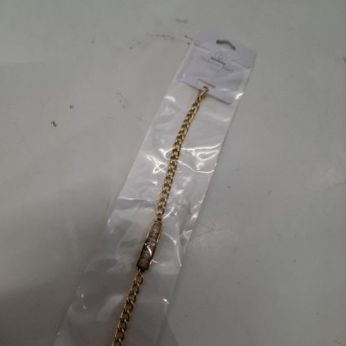 WOMENS ACCENT CHAIN BRACELET WITH RHINESTONE BAR ACCENT - GOLD-TONE image 3