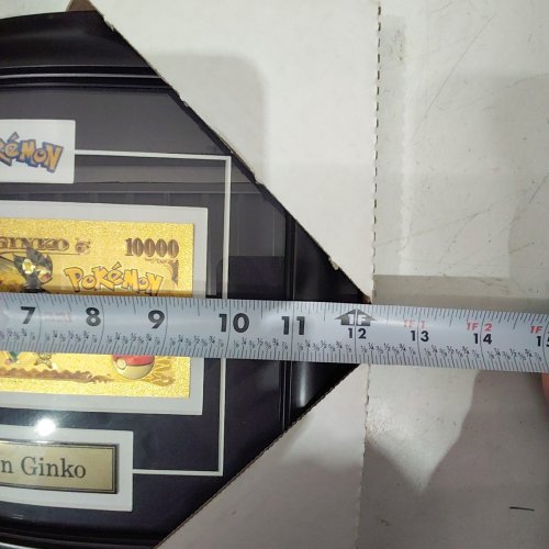 POKEMON FRAMED NIPPON GINKO 10000 YEN COLLECTIBLE FOIL BILL - 12" X 10" - GOLD / LACK image 5