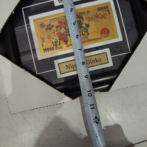 POKEMON FRAMED NIPPON GINKO 10000 YEN COLLECTIBLE FOIL BILL - 12" X 10" - GOLD / LACK image 6