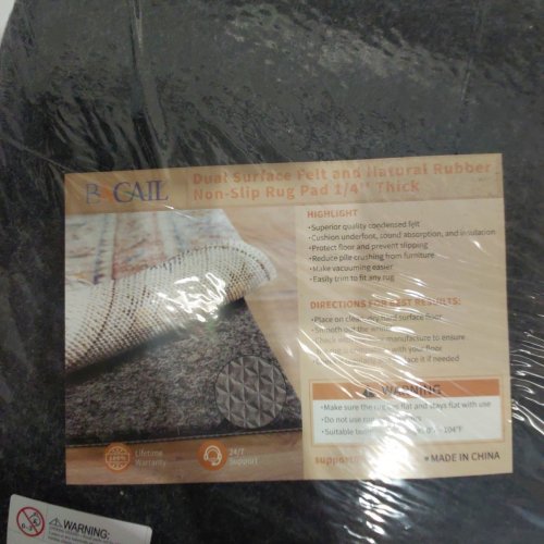 BAGAIL DUAL SURFACE FELT AND NATURAL RUBBER NON-SLIP RUG PAD - 1/4" THICK - 8FT X 11FT - GREY (MODEL: RG05-8X11) image 6