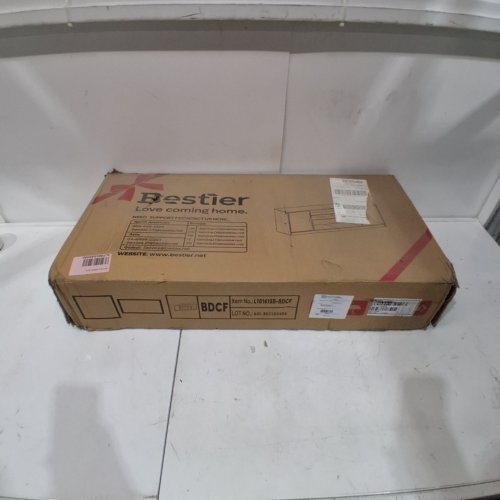 BESTIER LED ENTERTAINMENT CENTER WITH ADJUSTABLE GLASS SHELF - FITS UP TO 65'' TVS - CARBON FIBER BLACK (MODEL: L101615B-BDCF) image 2