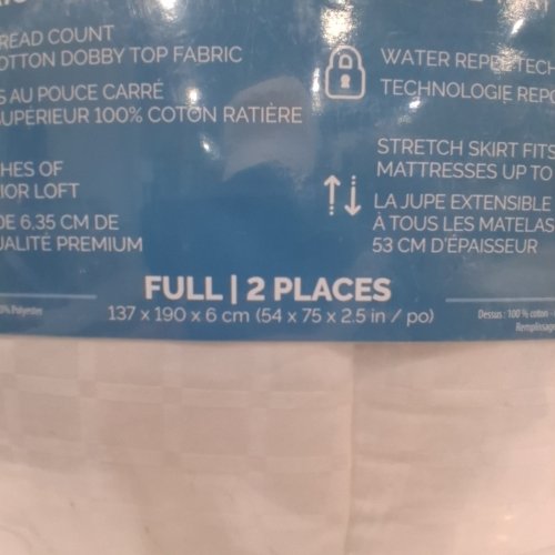CUDDLEBED LUXURIOUS MATTRESS PAD - FULL - 54''X 75'' X 2.5'' - WHITE (MODEL:283566) image 3
