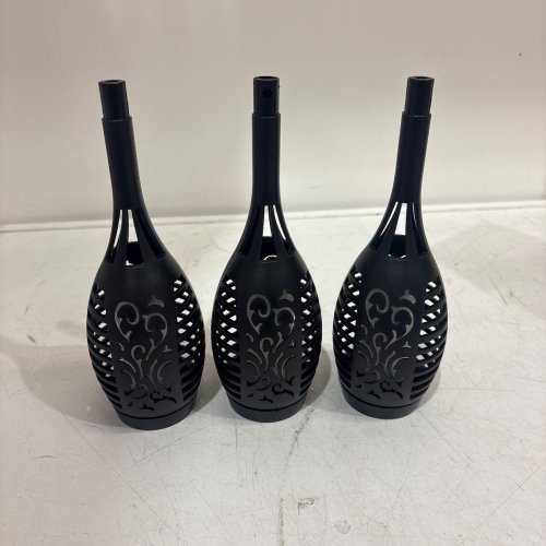 3PK WATERPROOF LED TORCH SOLAR TORCH - BLACK image 3