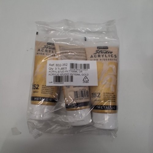 3PK PEBEO STUDIO ACRYLICS HIGH VISCOSITY METALLIC GOLD ACRYLIC PAINT - 100 ML EACH - GOLD (ITEM: 832-352) image 2
